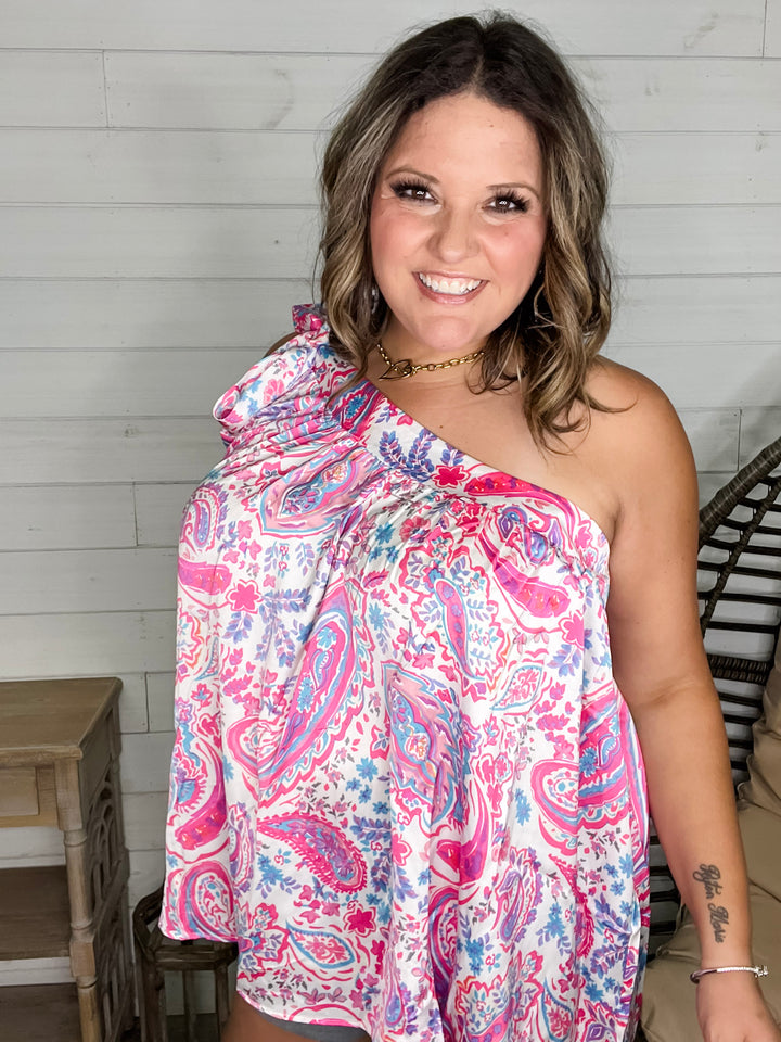 "Headturner" Paisley Off the Shoulder with Tie Detail