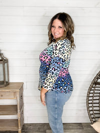 Dear Scarlett "Couldn't Help It" Animal Print 3/4 Sleeve V Neck