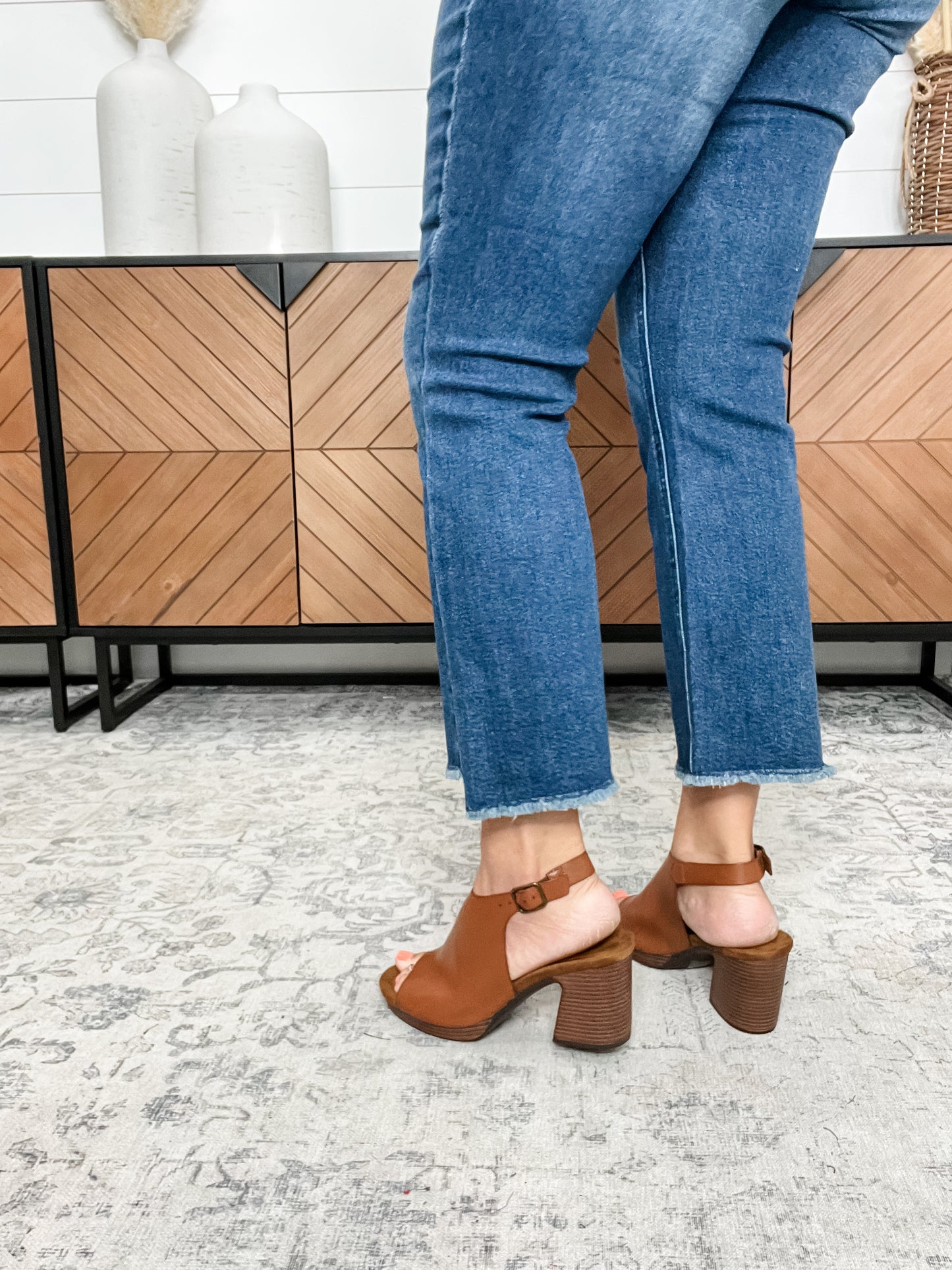 Pierre Dumas "Morgen" Block Heel Sandal (Cognac)