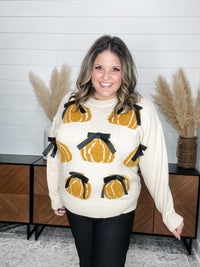 Pumpkins & Bows Long Sleeve Sweater