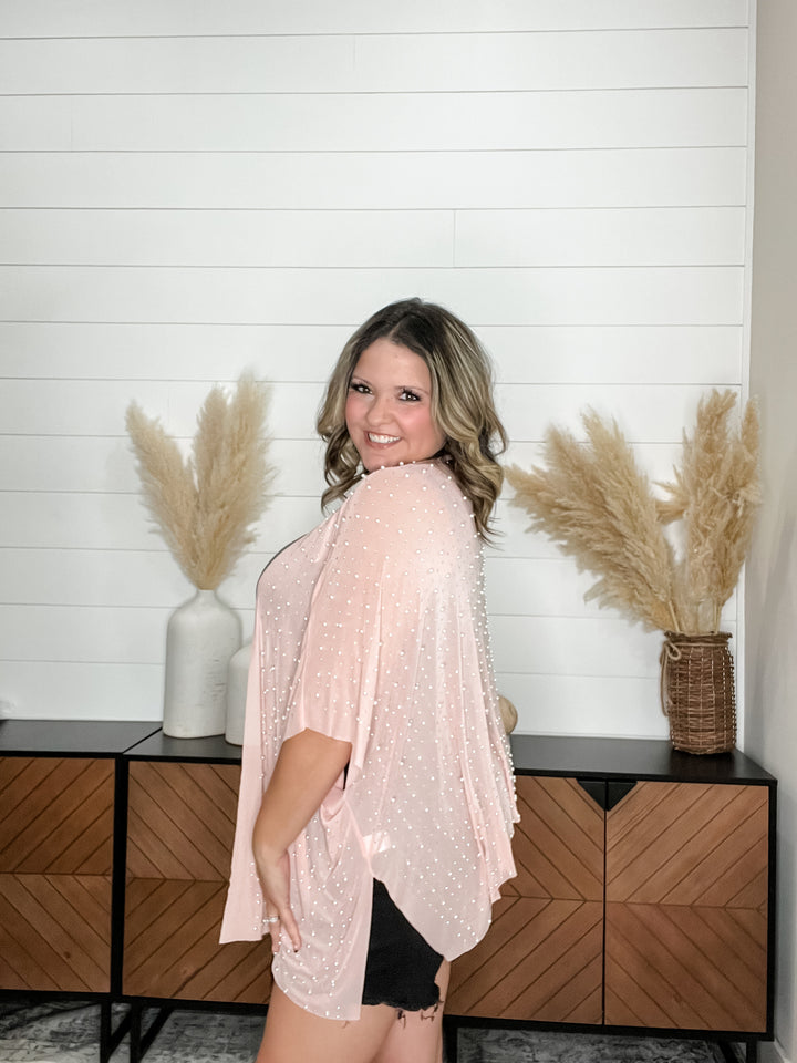 "Glamour" Studs and Pearls Gauzy Cardigan (Multiple Colors)
