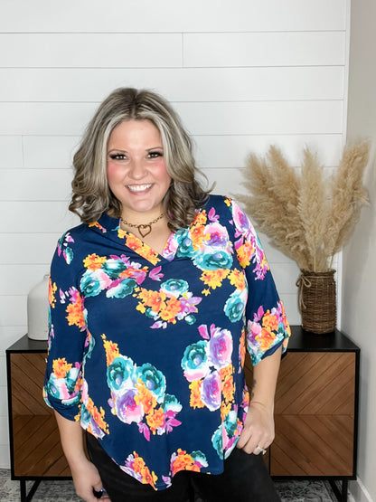 "Dion" Dear Scarlett 3/4 Sleeve Split Neck