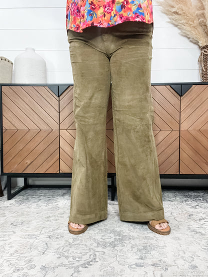 Judy Blue Olive Corduroy Wide Leg Jeans