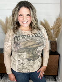 Origami Apparel "Cowgirl" Mesh Long Sleeve  Top