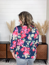Dear Scarlett "Mykelti" Floral Lizzy 3/4 Sleeve Split Neck