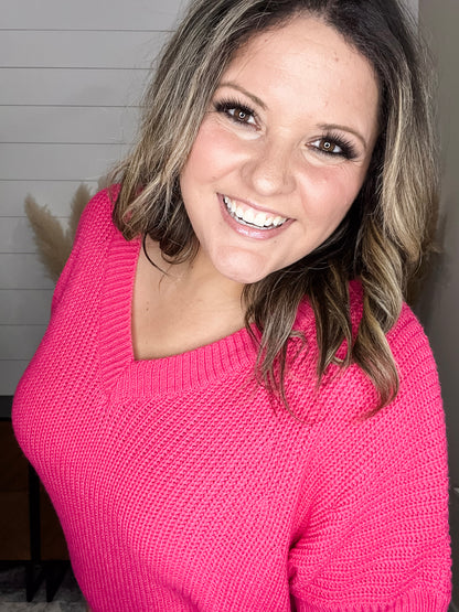 "Catching" Dolman Style V Neck Sweater