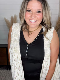 Pol - "Lansbury" Pearls & Lace Patchwork Vest
