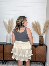 "Hamill" Ribbed Gold Foil Skirt with Built in Shorts