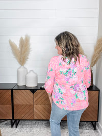 Dear Scarlett "Inclined" Floral 3/4 Sleeve Split Neck Tops