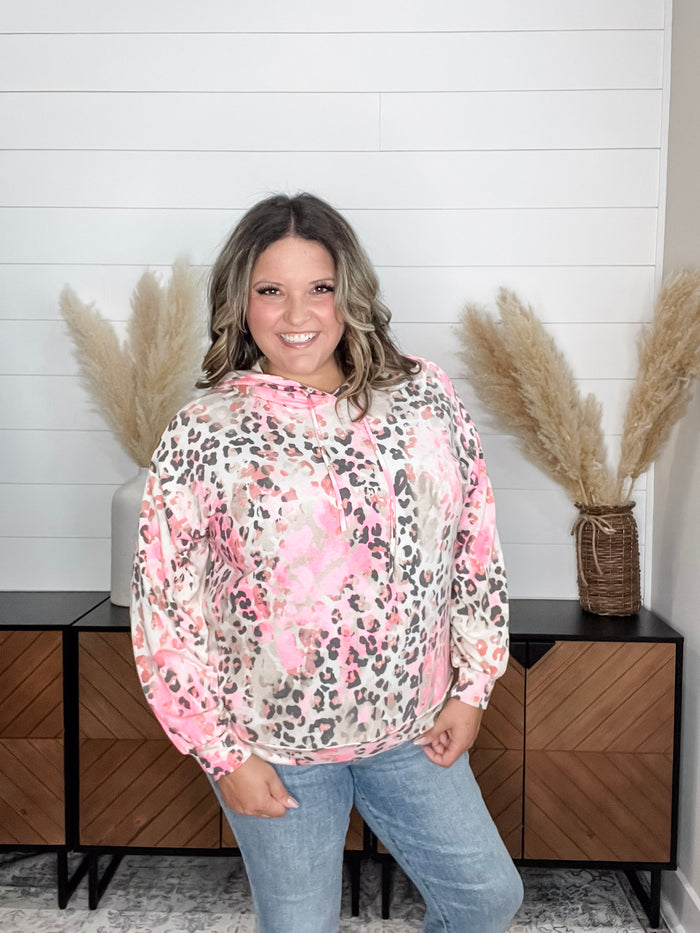 Dear Scarlett "Russell" Animal Print Balloon Sleeve Hoodie