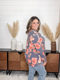 Dear Scarlett "Walk Away" Floral Long Sleeve Split Neck