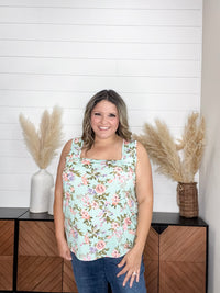 "Bittersweet" Floral Square Neck Tank Top
