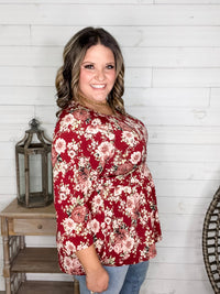 Dear Scarlett "Tammie" Floral 3/4 Sleeve Babydoll