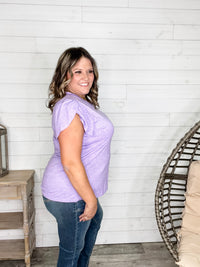 "Just The Beginning Chapter Two" Solid Tulip Sleeve V Neck (Lavender)