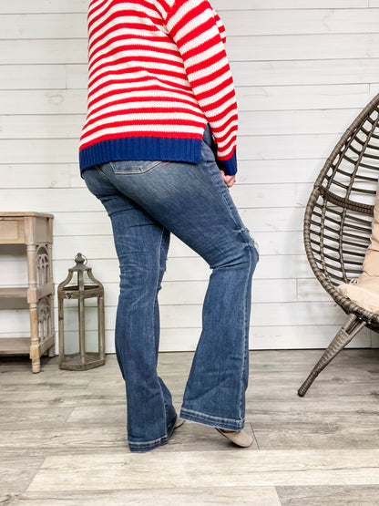 Judy Blue "Saddle Up" Buttonfly Flare Jeans