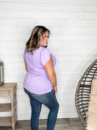 "Just The Beginning Chapter Two" Solid Tulip Sleeve V Neck (Lavender)
