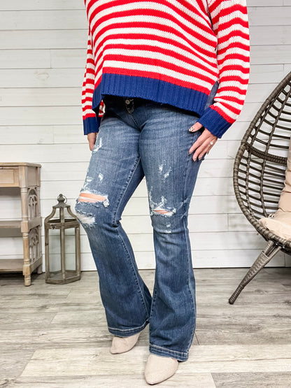 Judy Blue "Saddle Up" Buttonfly Flare Jeans