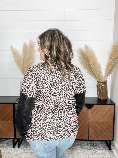 "Mister" Sequined Long Sleeve Animal Print