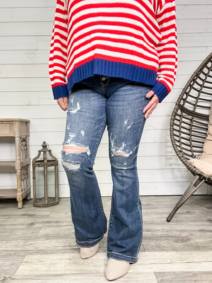 Judy Blue "Saddle Up" Buttonfly Flare Jeans