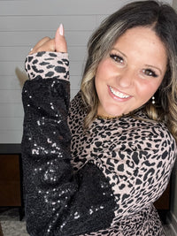 "Mister" Sequined Long Sleeve Animal Print