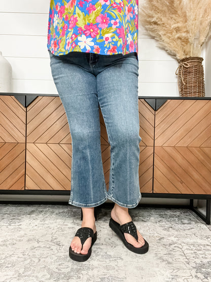 Judy Blue "Sally Mae" Tummy Control Cropped Kick Flare Jeans