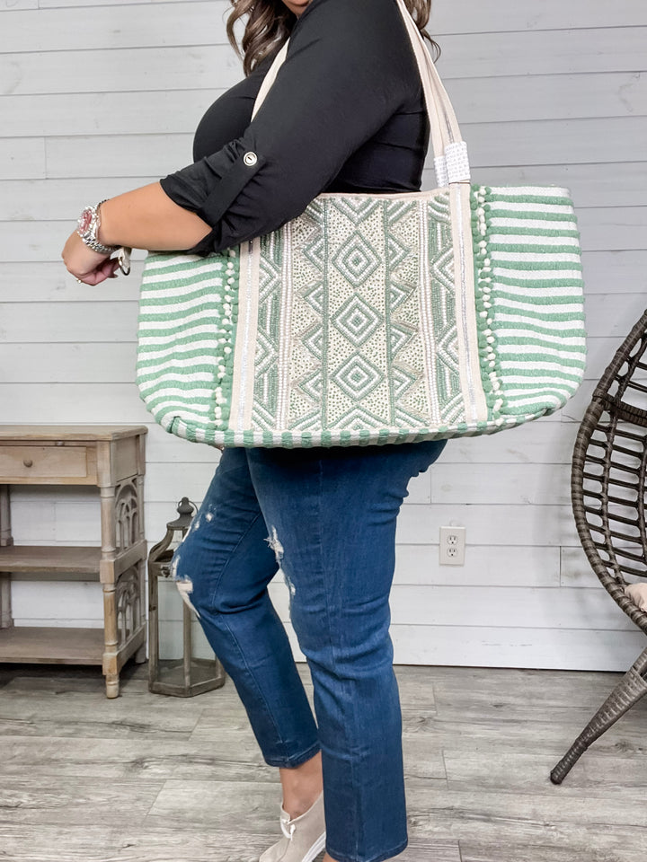 Meadow Aztec Embellished Tote