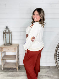 Sequin Skull Crewneck Long Sleeve