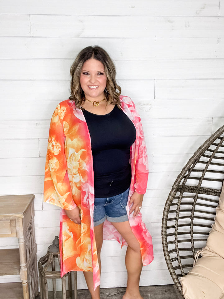 "Rose Water" Wide Sleeve Kimono