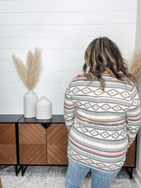 Dear Scarlett "Miles" Aztec Print Long Sleeve Split Neck
