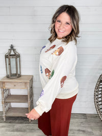 Sequin Skull Crewneck Long Sleeve
