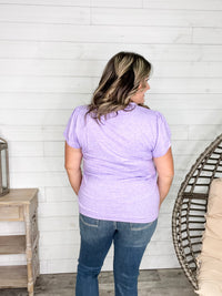 "Just The Beginning Chapter Two" Solid Tulip Sleeve V Neck (Lavender)