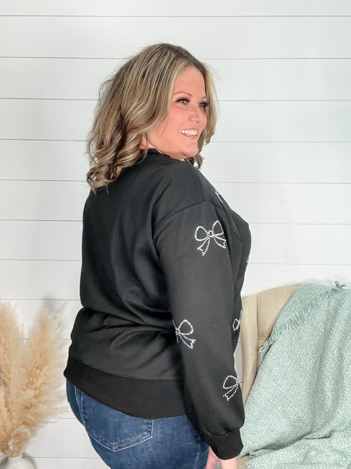 Rhinestone Bow Crew neck