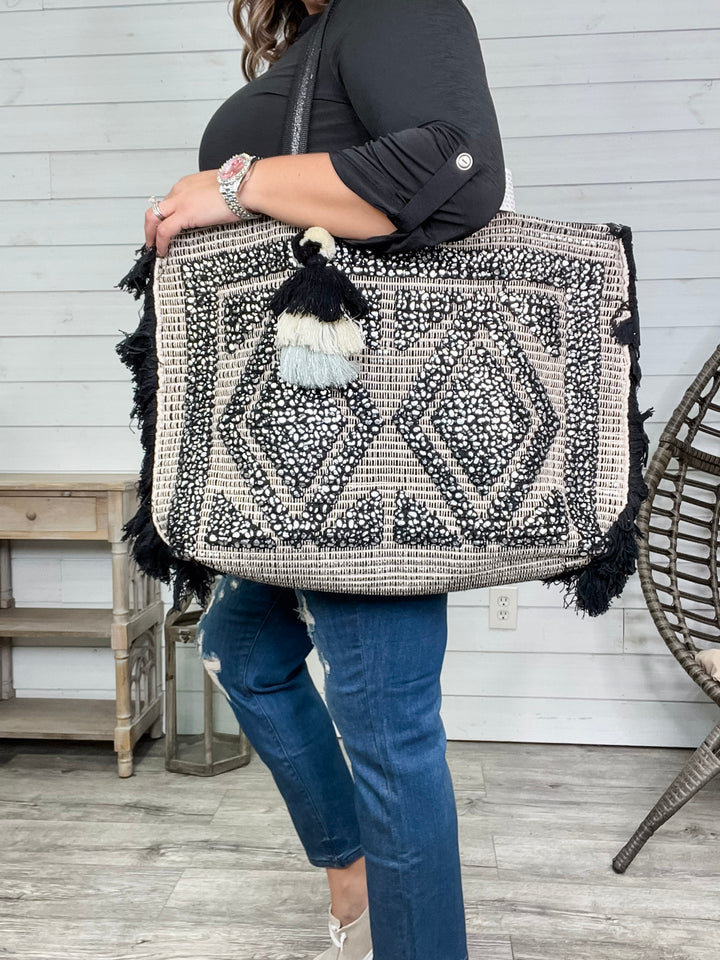 Silver Foil Tufted Tote