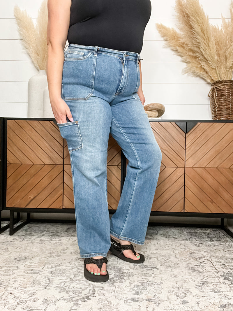 Judy Blue "How Bizarre" 90's Cargo Straight Leg Jeans