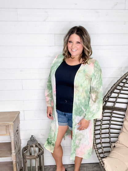 "Mint Julep" Wide Sleeve Kimono