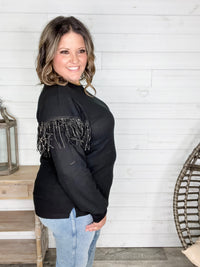 "Pardon Me" Long Sleeve with Sparkle Fringe