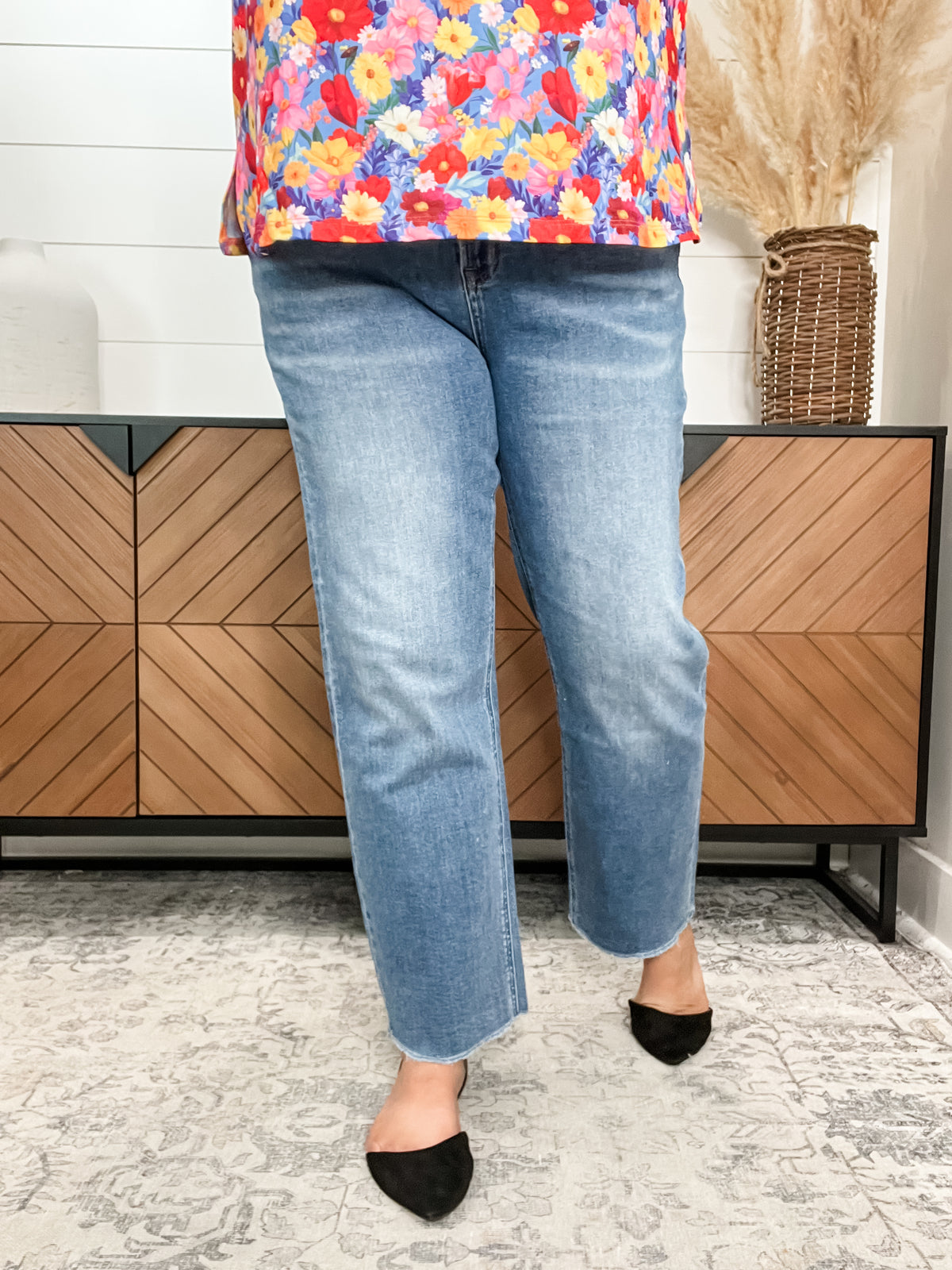 Mica Denim "Serena" Petite Straight Leg Jeans