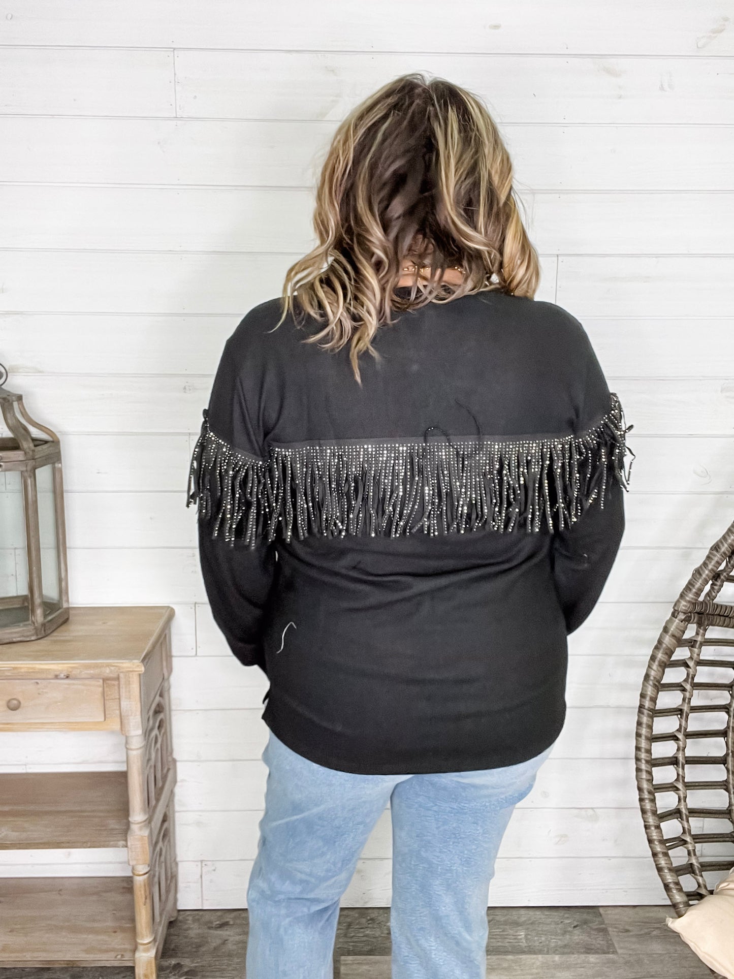 "Pardon Me" Long Sleeve with Sparkle Fringe