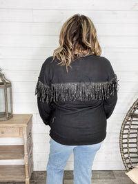 "Pardon Me" Long Sleeve with Sparkle Fringe