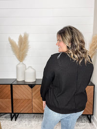Dear Scarlett "Mirror Mirror" Front Notch Long Sleeve Waffle Texture Weekender
