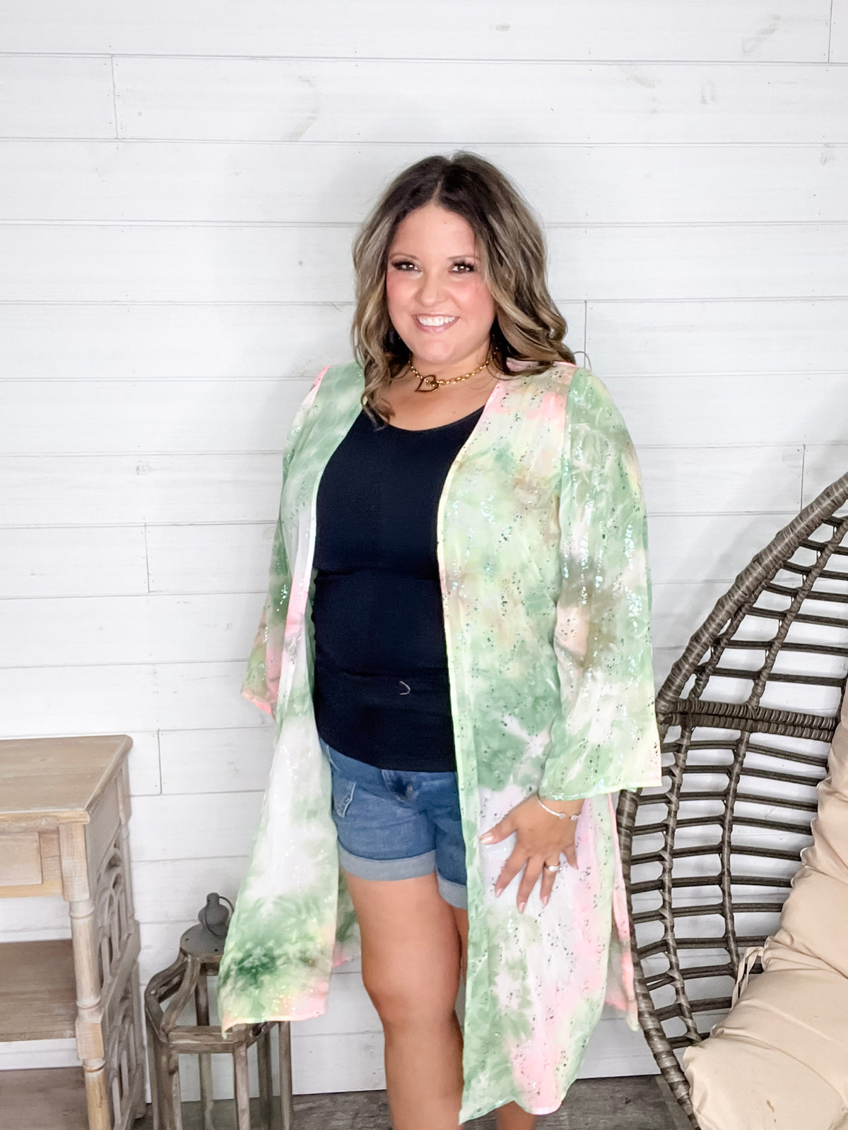 "Mint Julep" Wide Sleeve Kimono