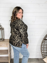 Foil Leopard Print Balloon Sleeve Sweater (Ivory or Black)