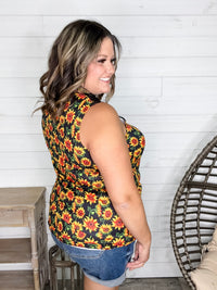 "I Am Happy" Sunflower Tank with Lace Detail
