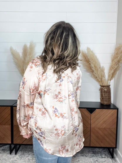 "Corbine" Collared Long Sleeve Button Up Blouse