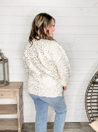 Foil Leopard Print Balloon Sleeve Sweater (Ivory or Black)