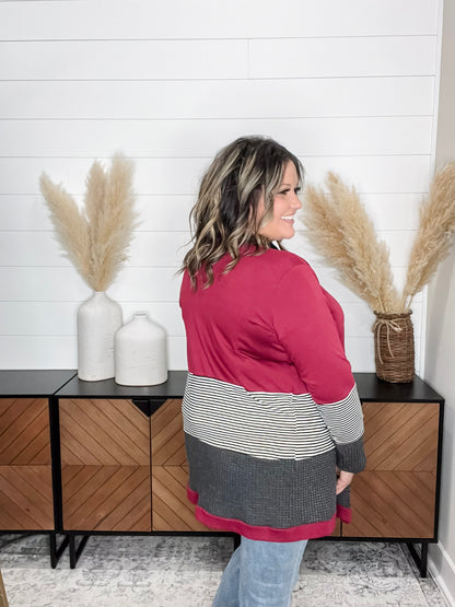 "Merilynn" Patternblock Cardigan (Multiple Colors)
