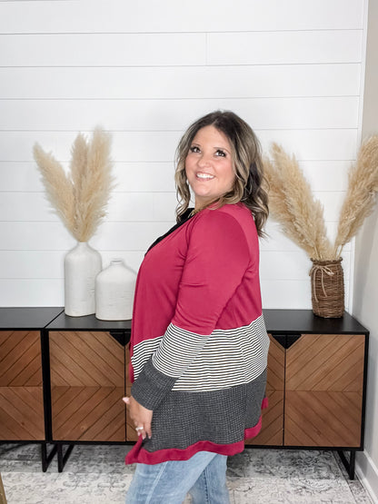 "Merilynn" Patternblock Cardigan (Multiple Colors)
