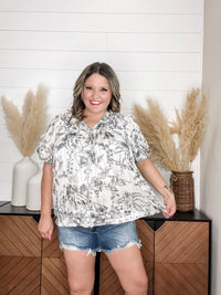 "Touch Of Sass" Bubble Short Sleeve Split Neck