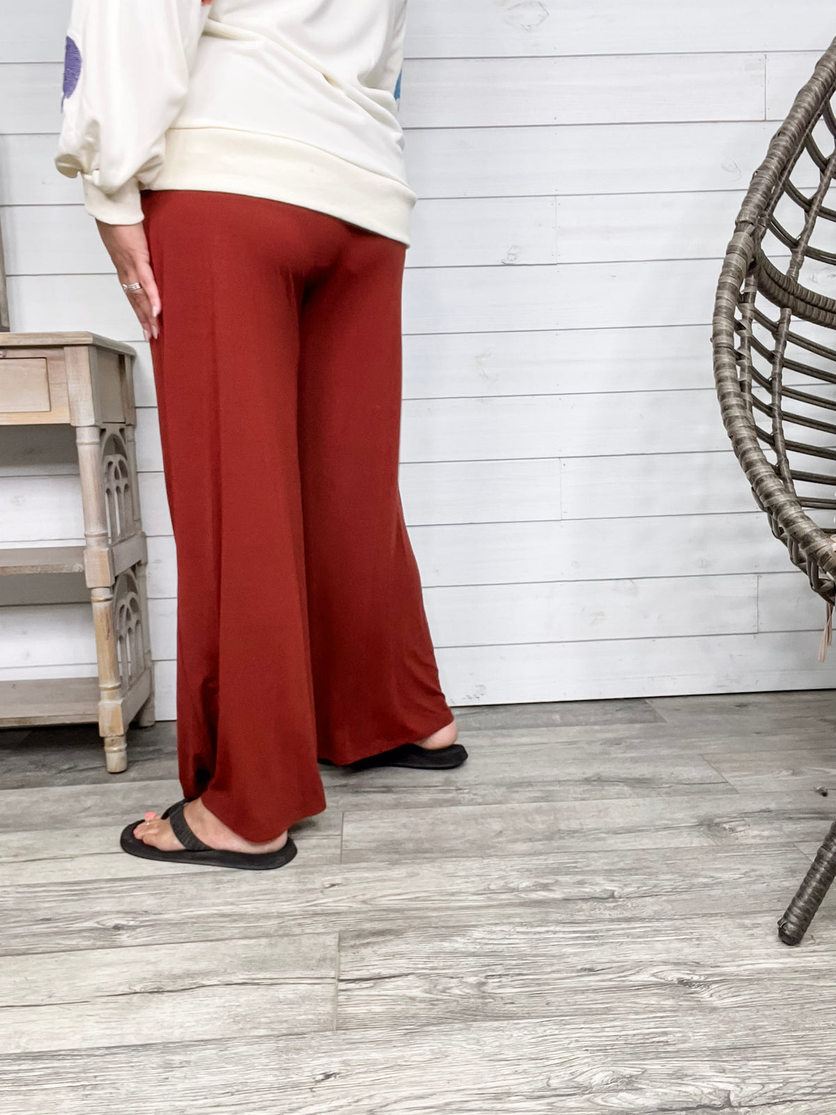 Smocked Waistband Lounge Pants (Olive and Rust)
