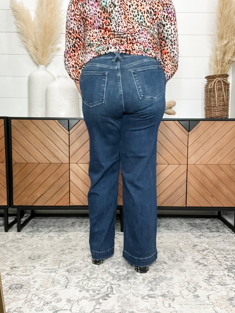 Judy Blue “Have Mercy” Double Button Trouser Wide Leg Jeans